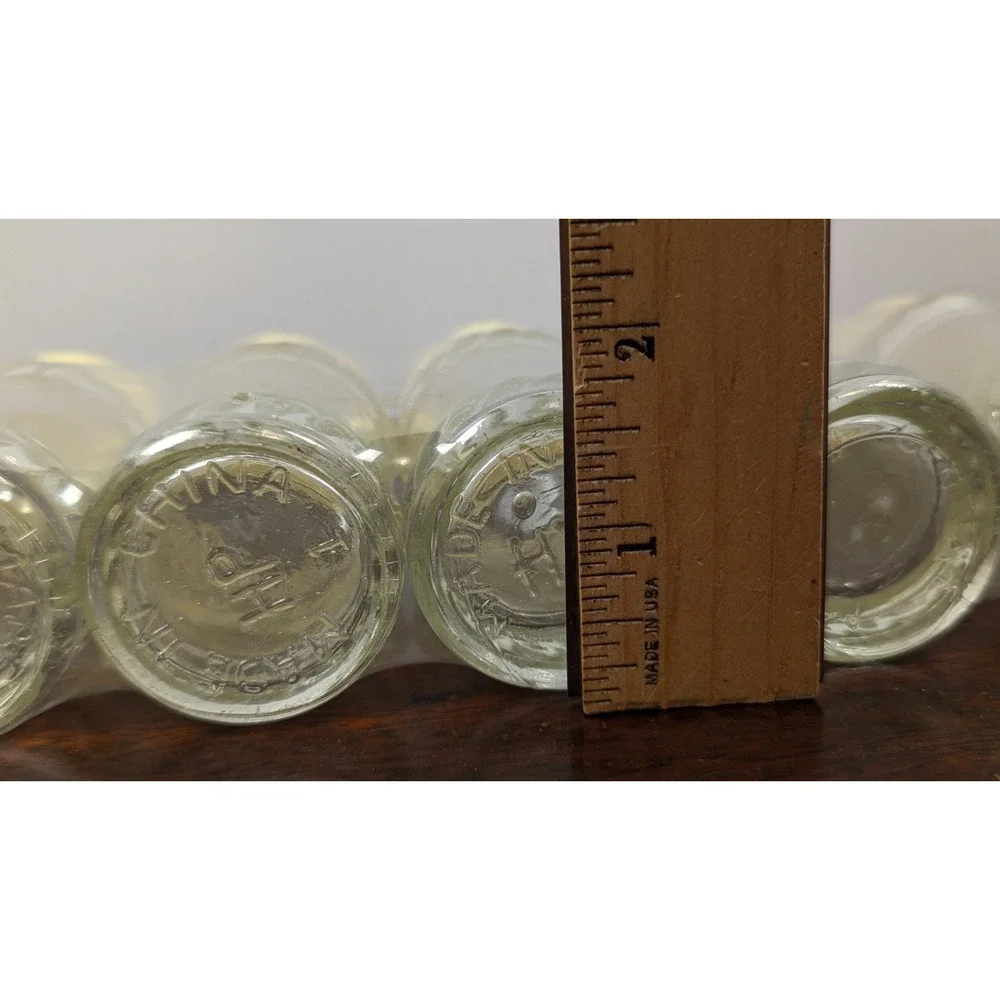 HP Vintage Set of 6 Glass Spice Jars Mushroom Lids Cream Clear Kitchen Storage